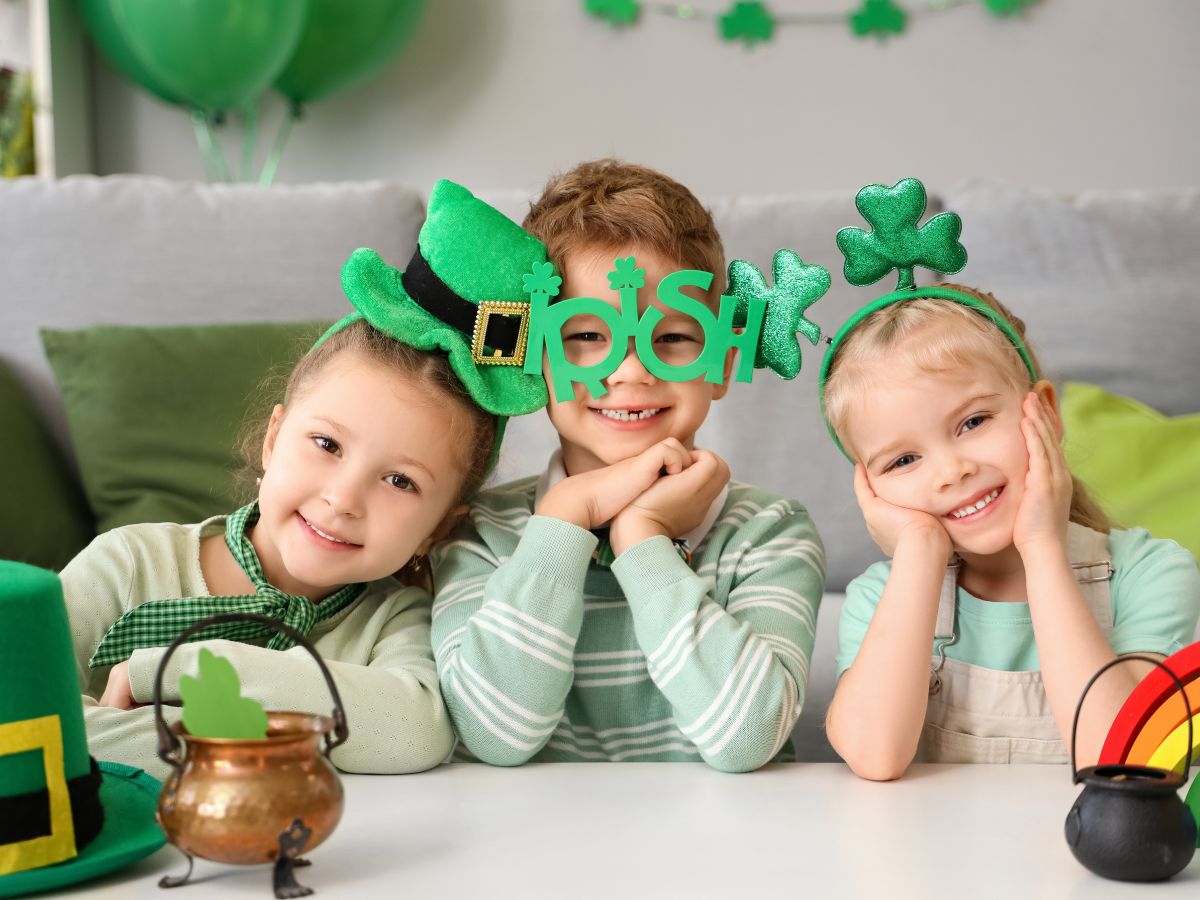 kids dressed in green st patrick's day costumes