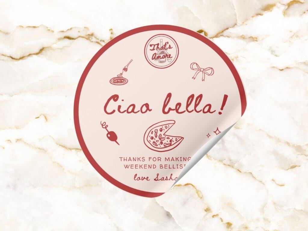 that's amore bachelorette favor sticker