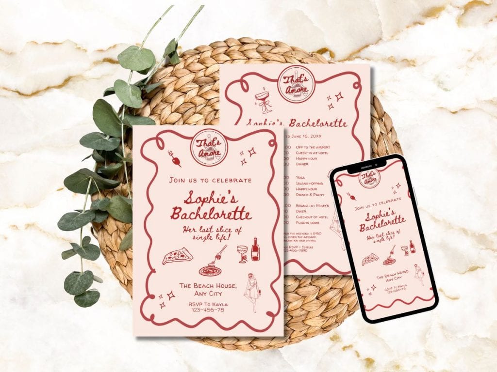 that's amore bachelorette invitation