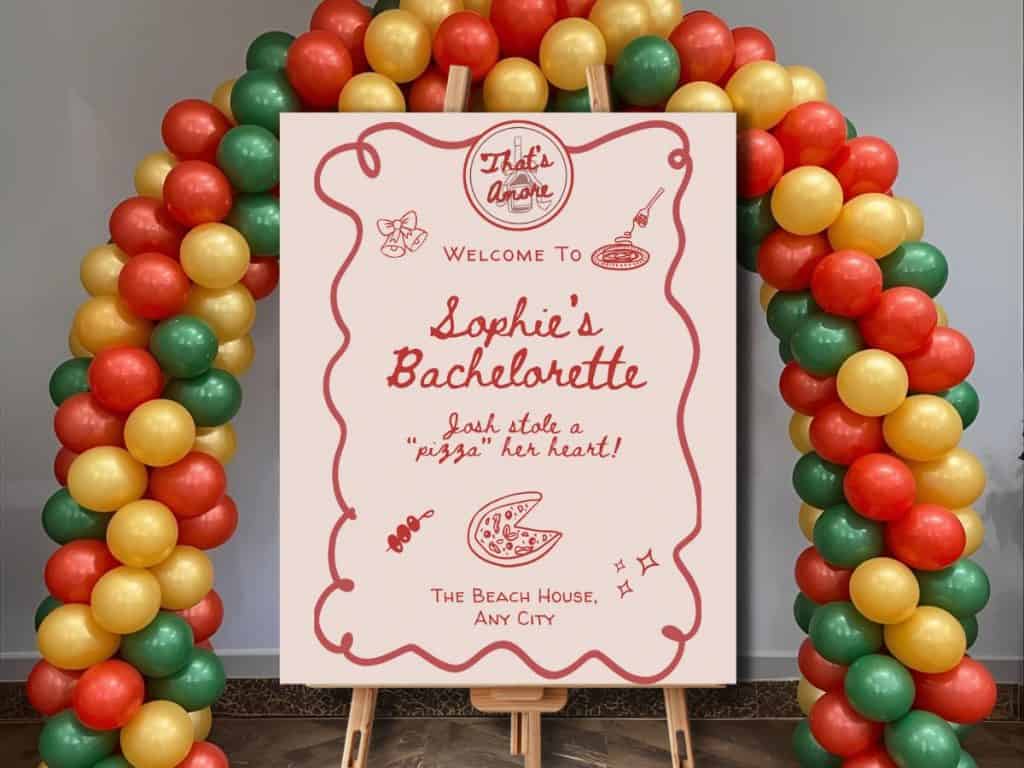 that's amore bachelorette welcome sign