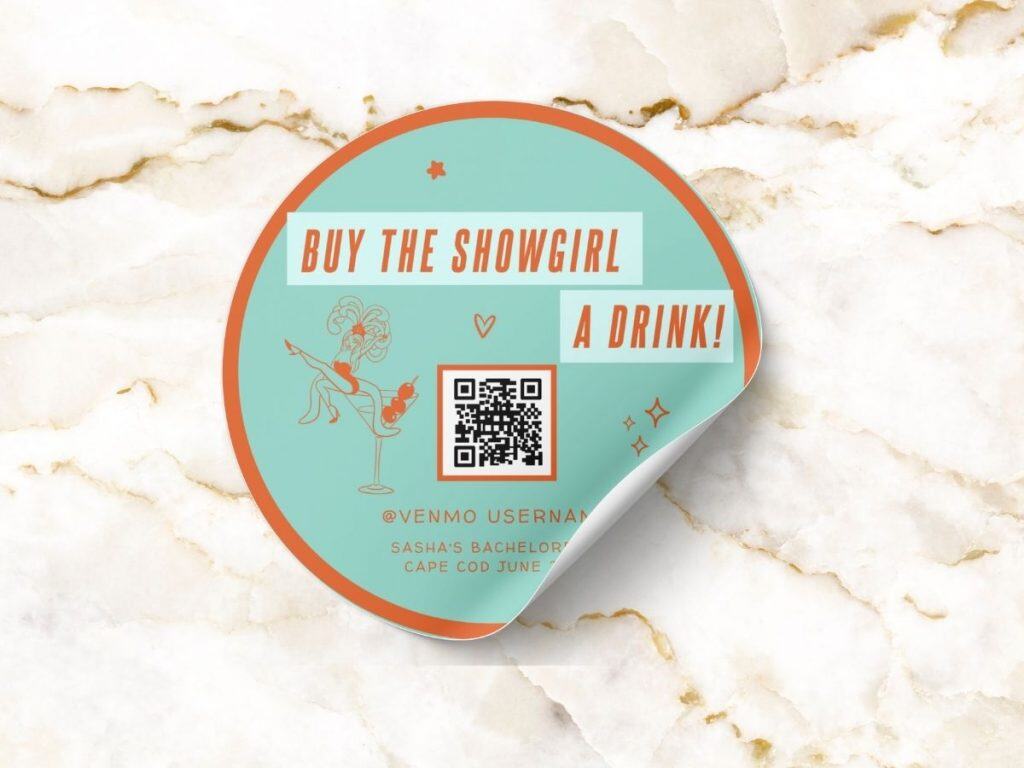 showgirl bachelorette drink sticker