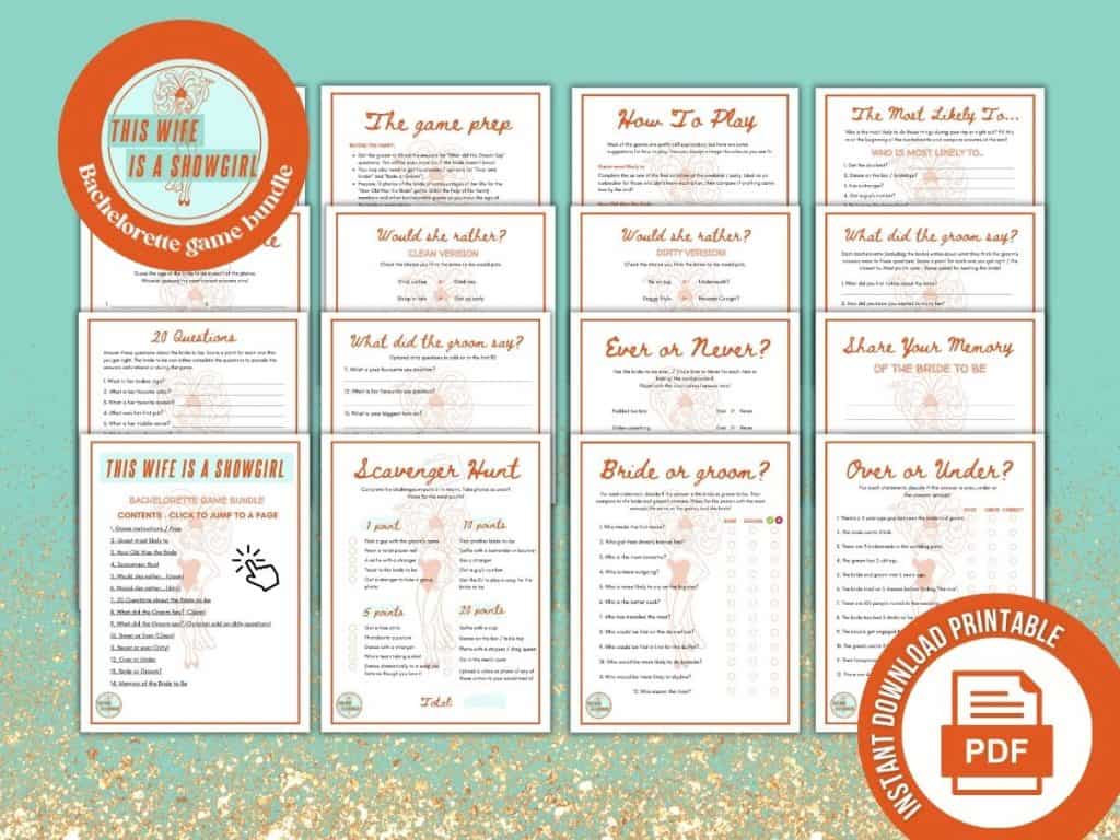 showgirl bachelorette drinking games