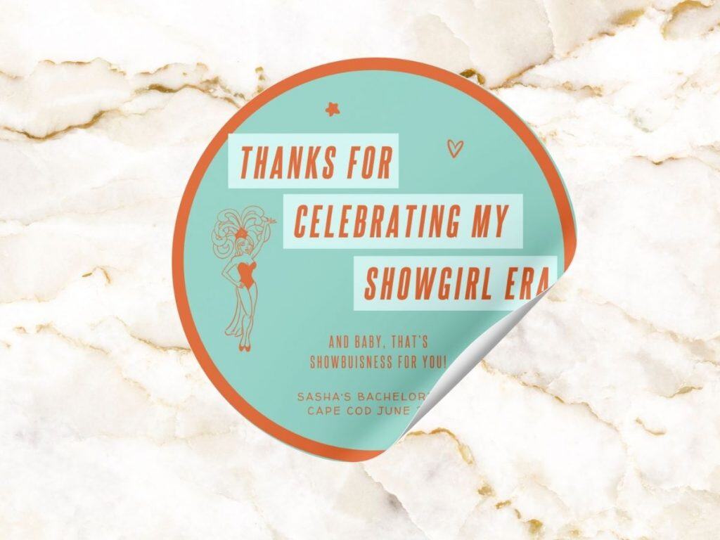 showgirl bachelorette favor sticker