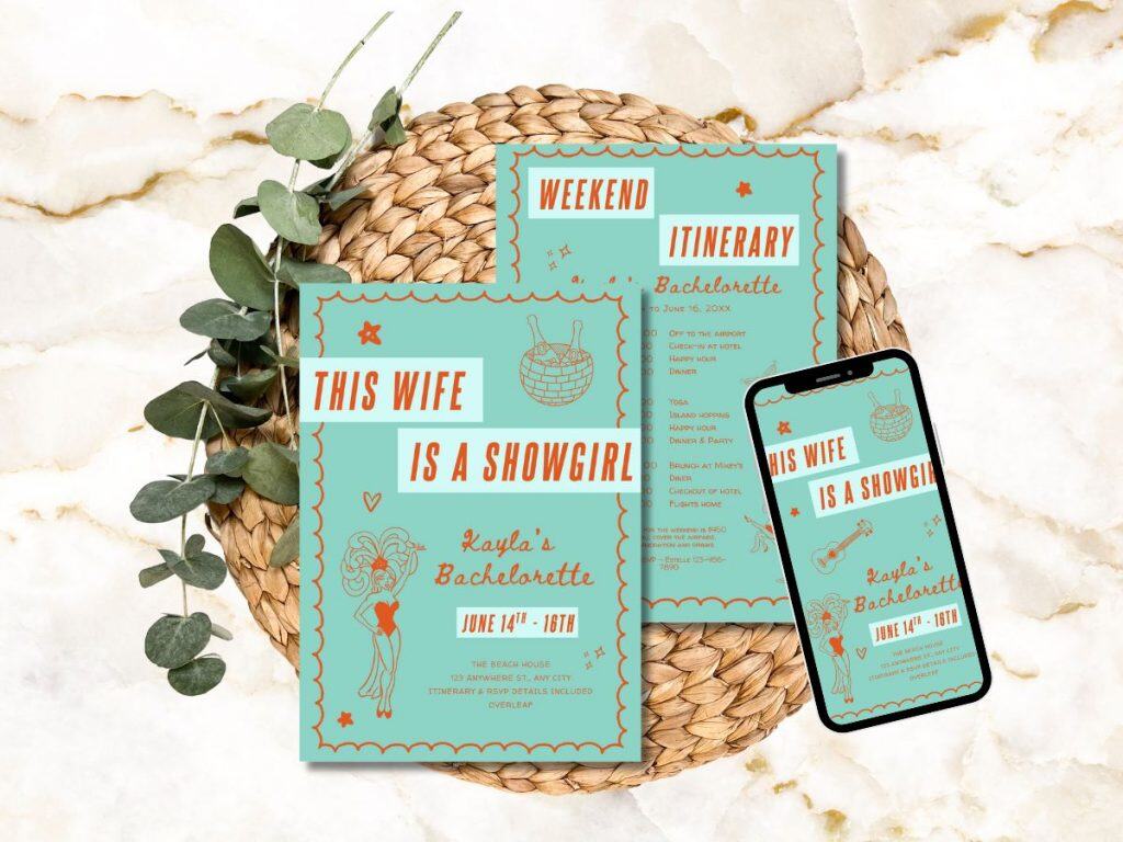 showgirl bachelorette invitation