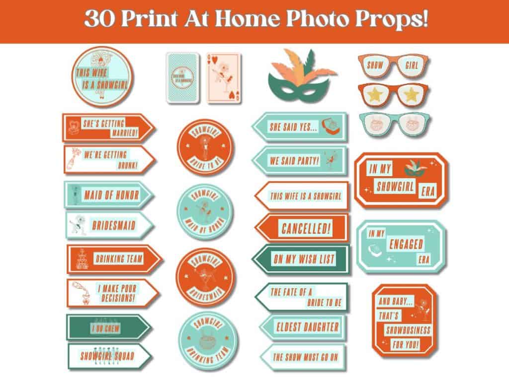 showgirl bachelorette photo props