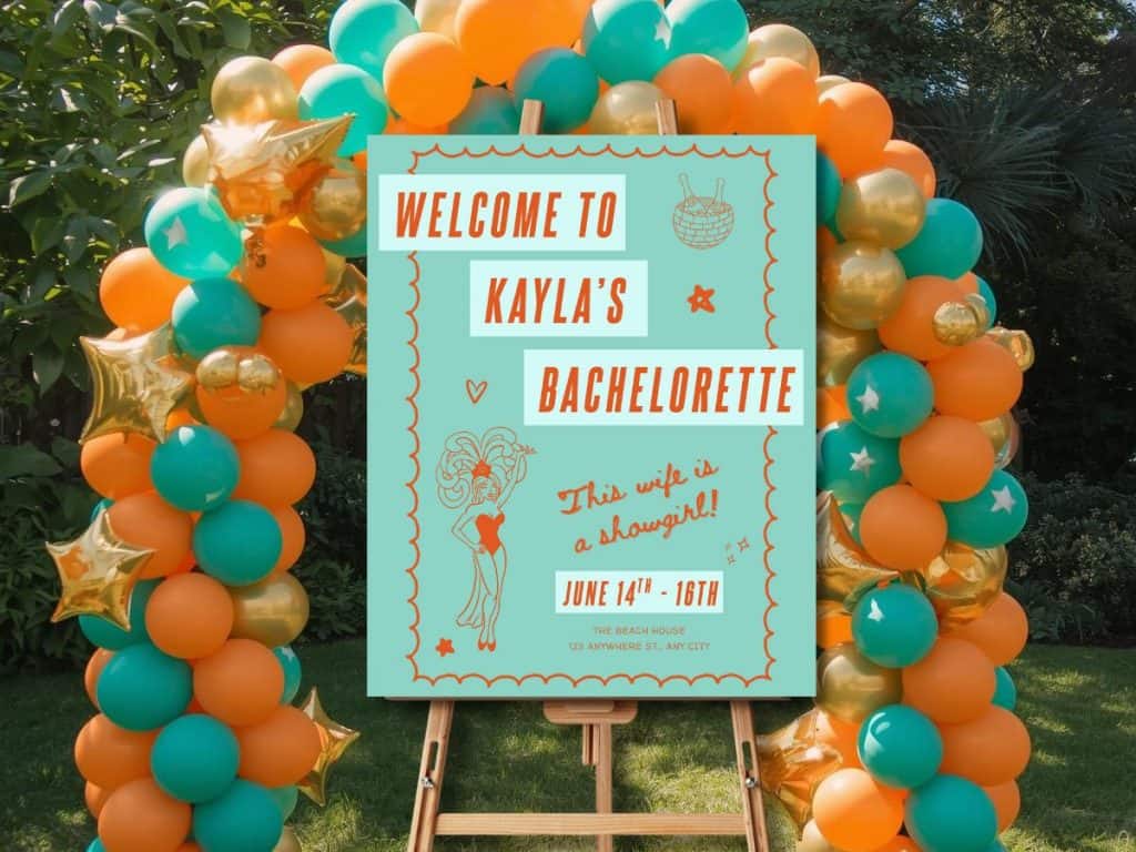 showgirl bachelorette welcome sign