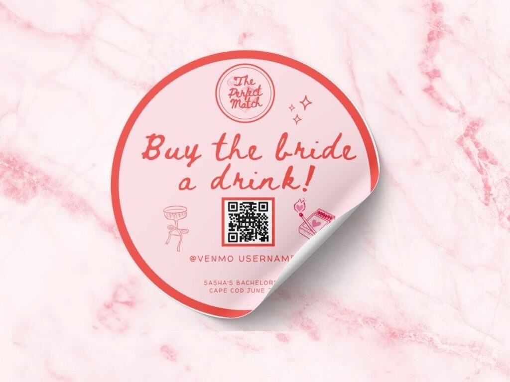 The Perfect Match bachelorette drink sticker