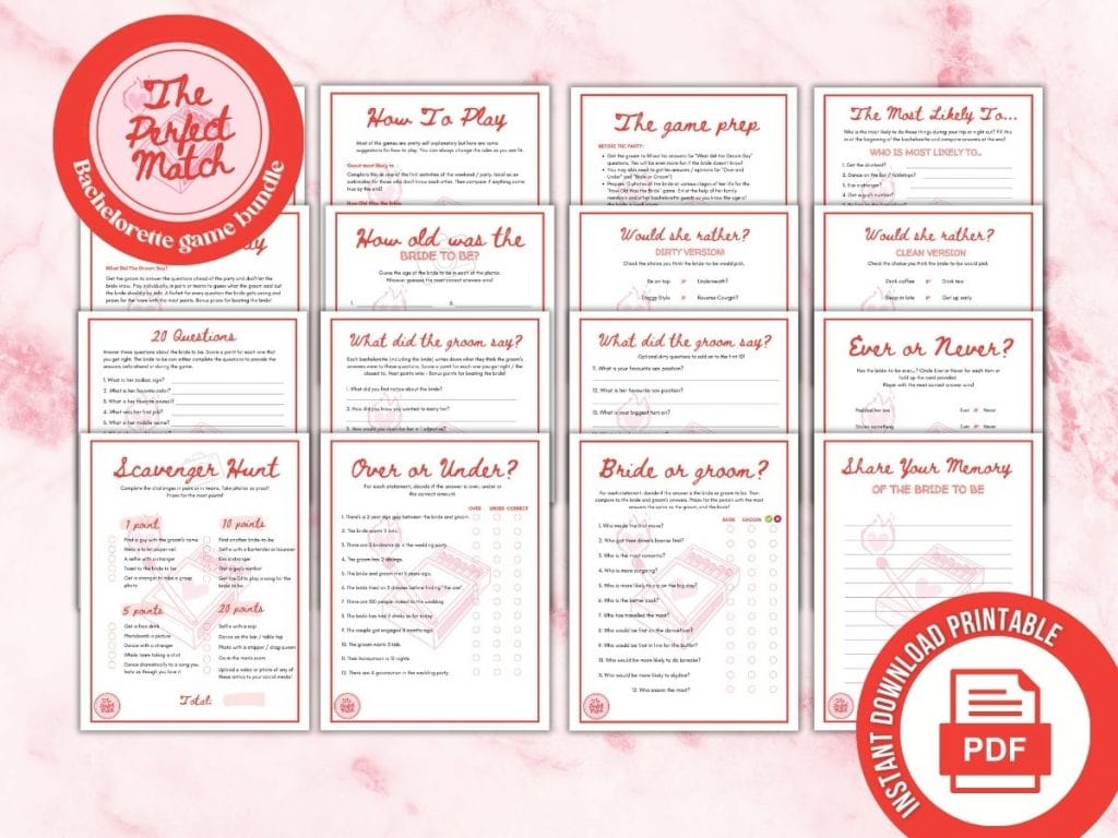 The Perfect Match bachelorette drinking games