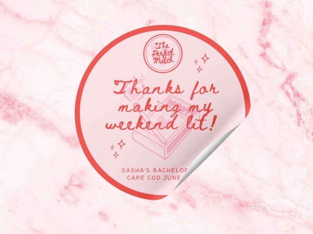 The Perfect Match bachelorette favor sticker