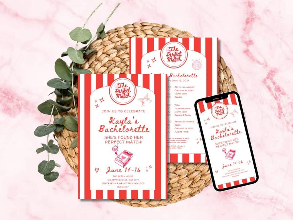 The Perfect Match bachelorette invitation