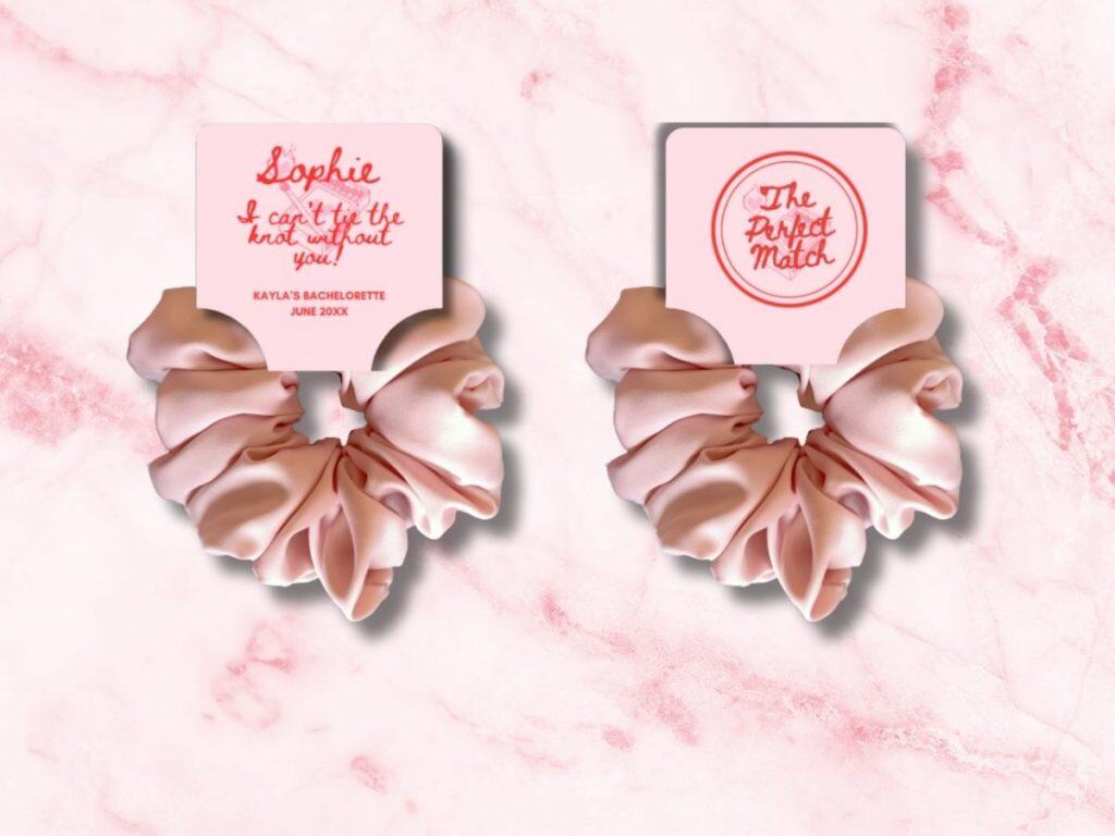 The Perfect Match bachelorette scrunchie tag