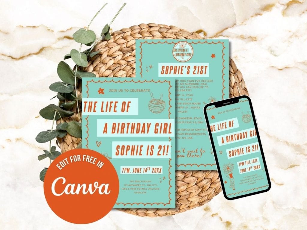 showgirl birthday party invitation