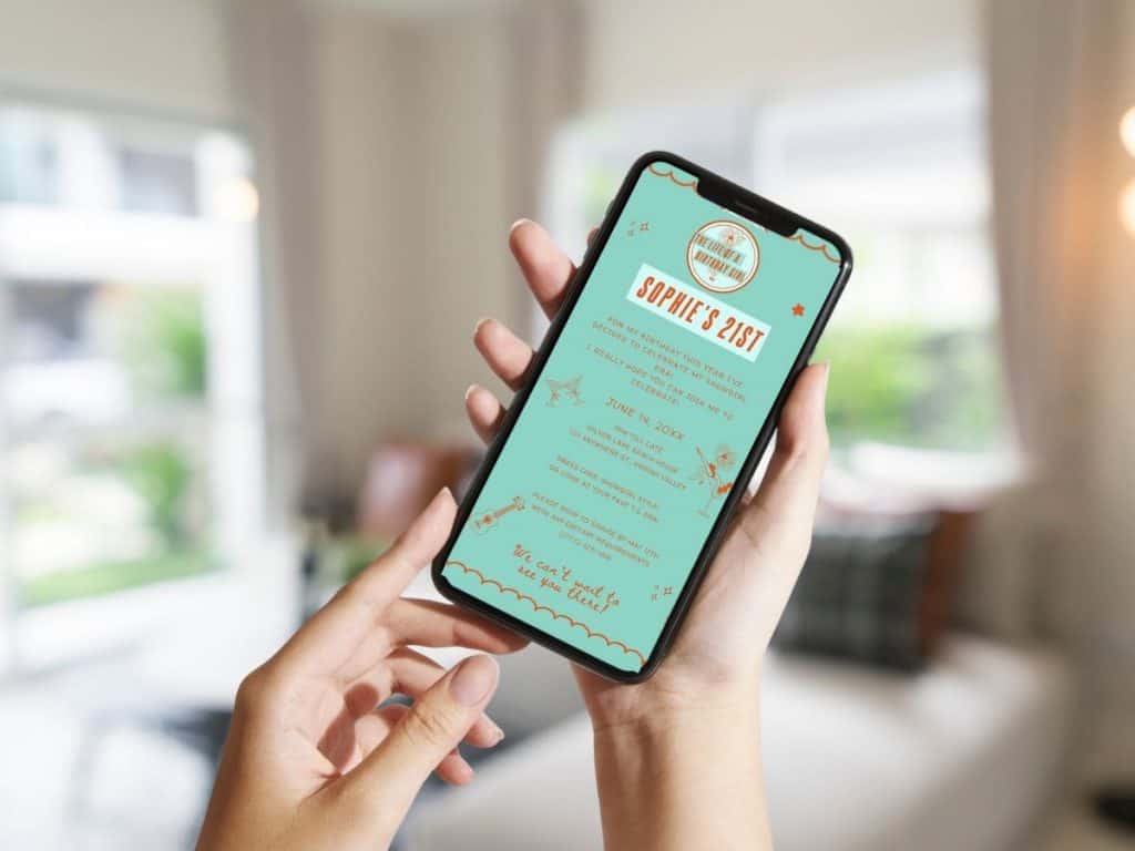 showgirl birthday party mobile invitation