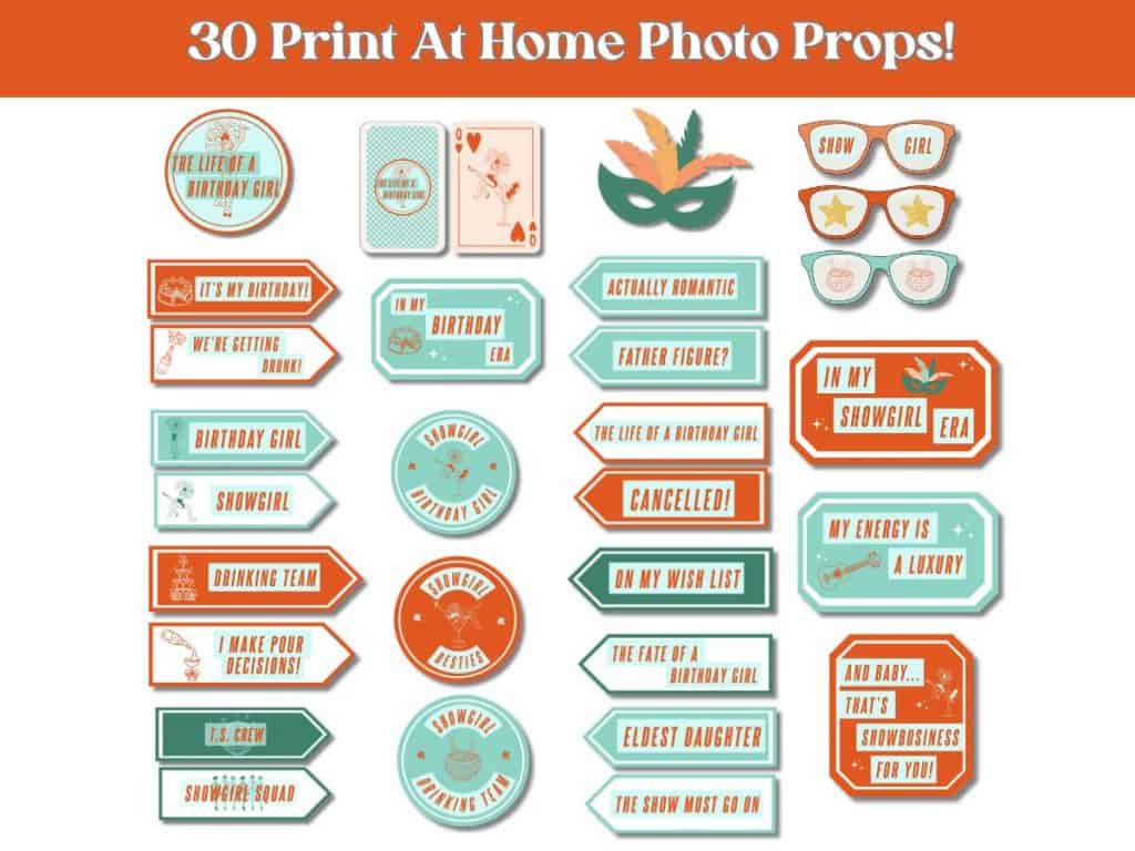 showgirl birthday party photo props