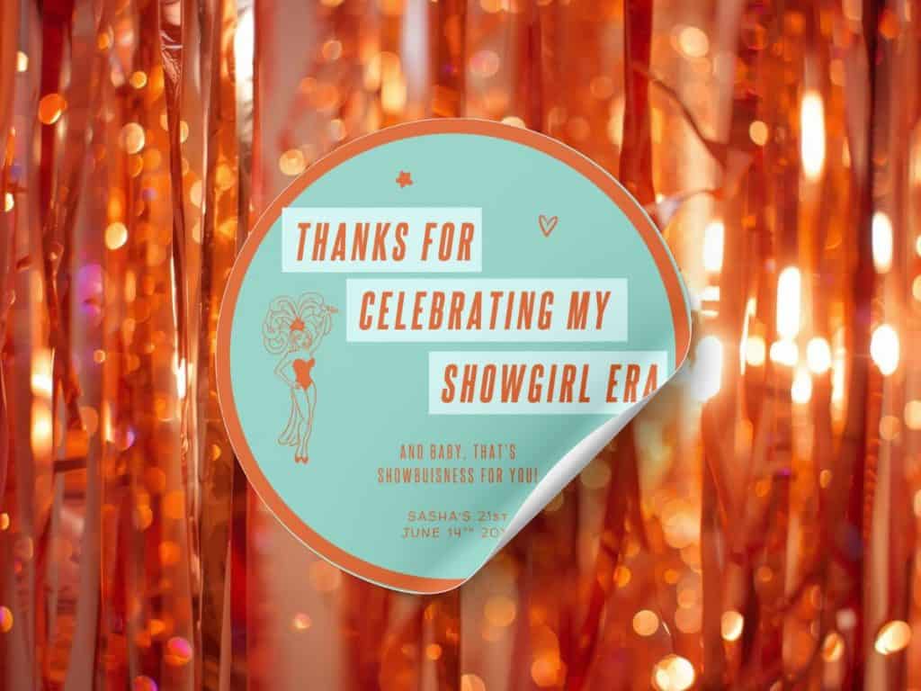 showgirl birthday party sticker