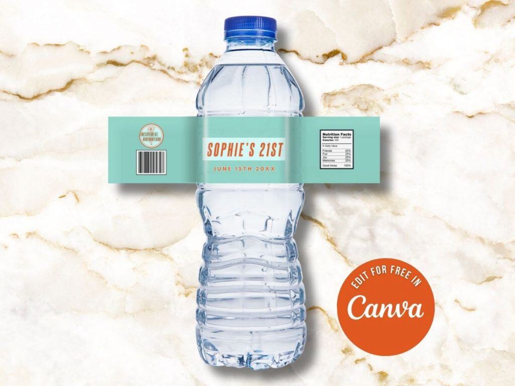 showgirl birthday party water bottle label