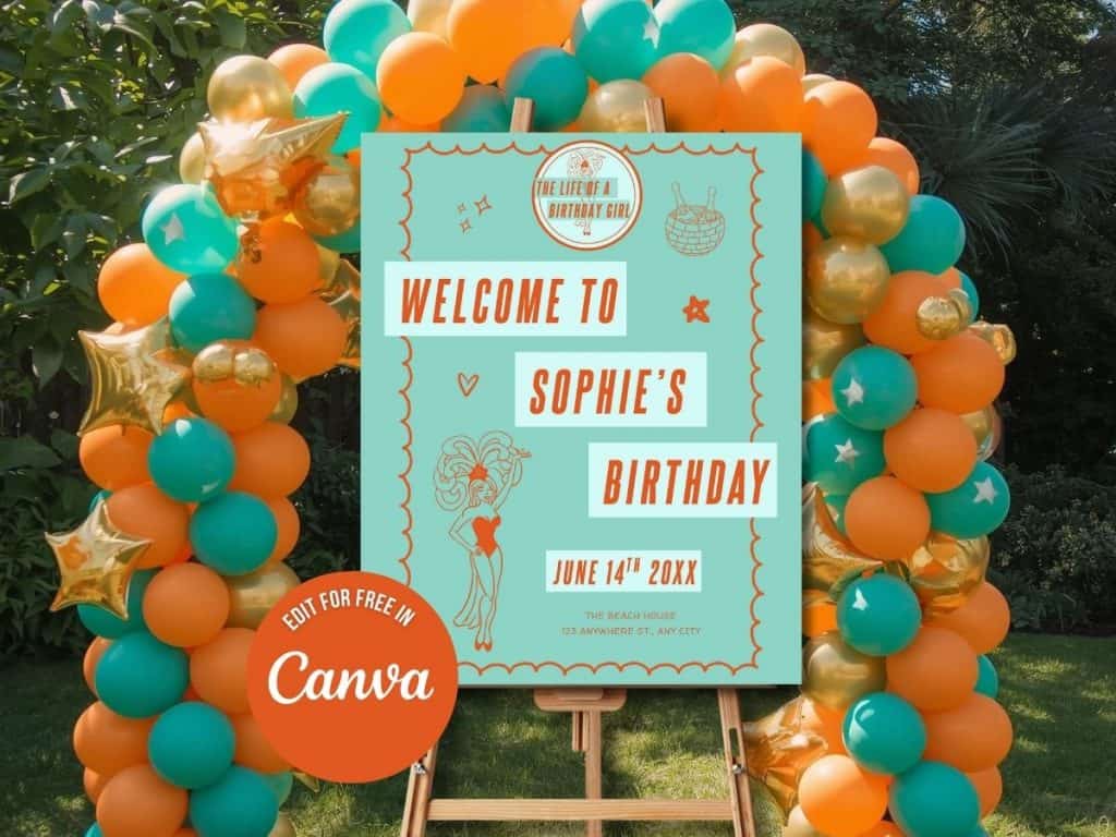 showgirl birthday party welcome sign