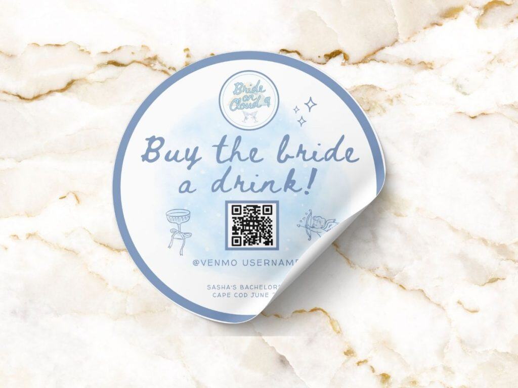 cloud 9 bachelorette drink sticker
