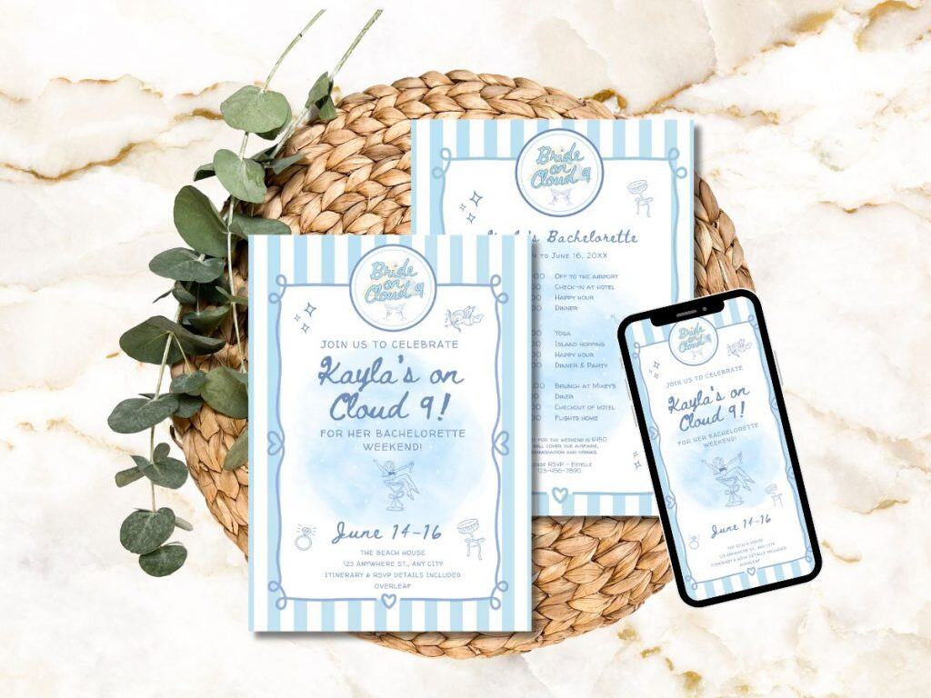 cloud 9 bachelorette invitation