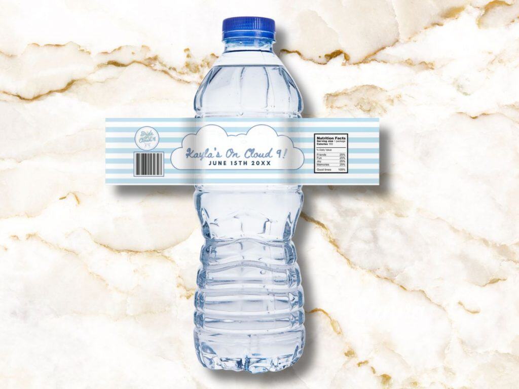 cloud 9 bachelorette water bottle label