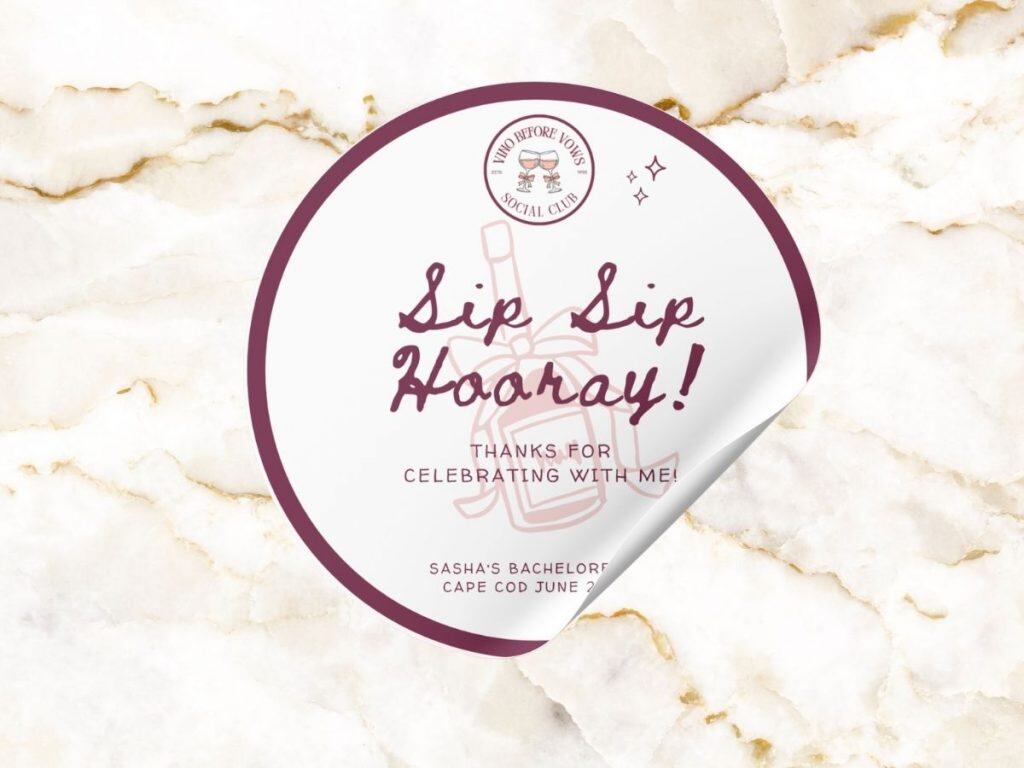 vino before vows bachelorette favor sticker