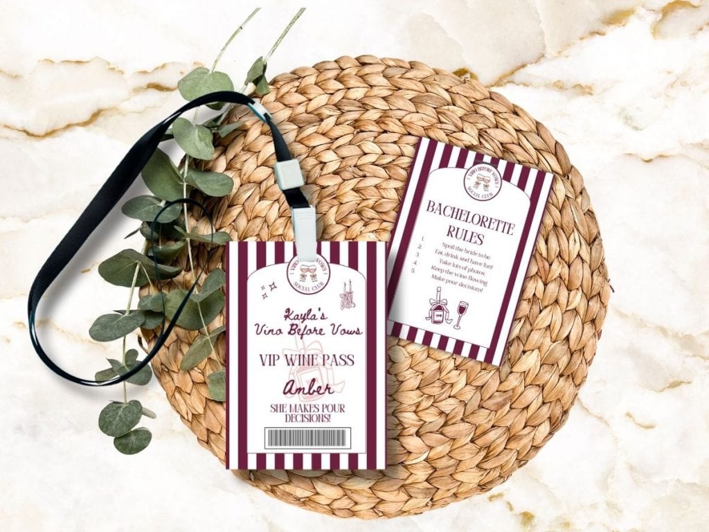 vino before vows bachelorette lanyard