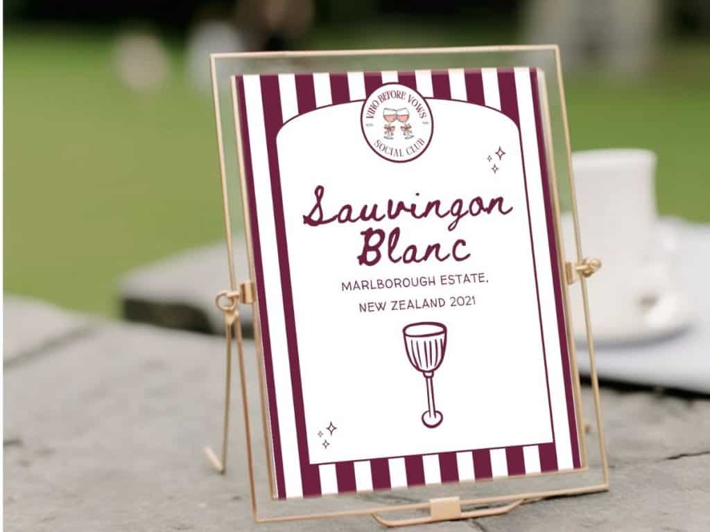 vino before vows bachelorette table sign
