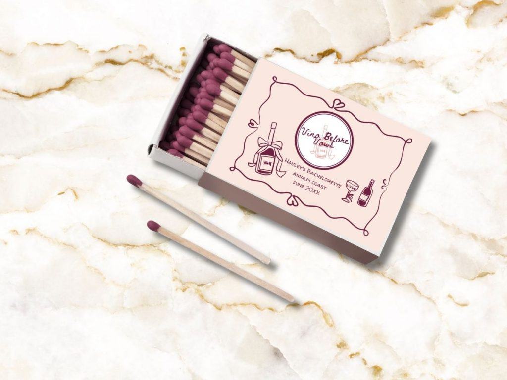 vino before vows matchbox cover